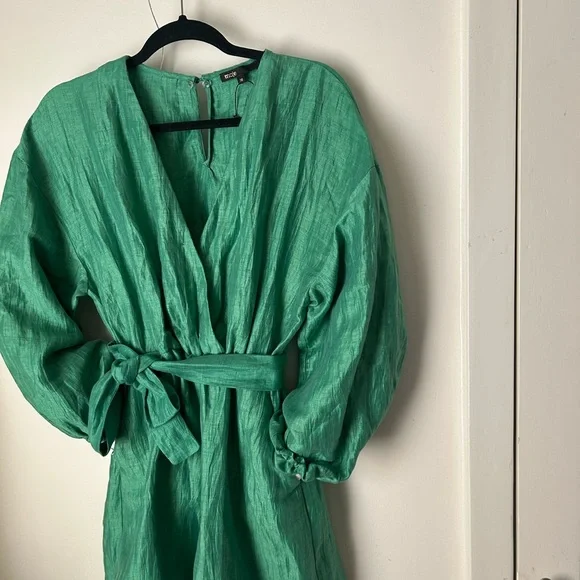 Maje Emerald Green Linen-Blend ROMPER - Picture 1 of 9
